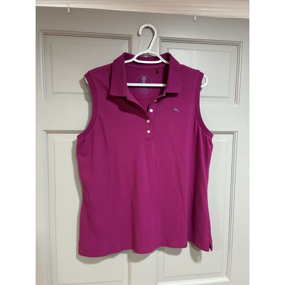 Tommy‎ Bahama Paradise Classic Sleeveless Polo Pink Women's Large Minimalist